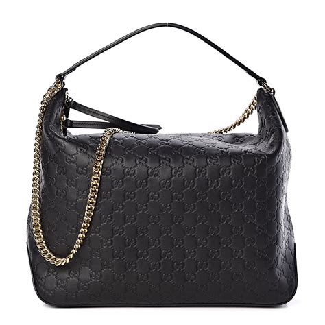 gucci signature large hobo black leather bag|gucci guccissima hobo bag.